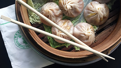 Dumplings and chopsticks from Joes Shanghai
